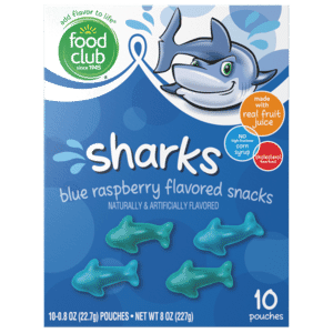 Food Club Sharks Blue Raspberry Flavored Snacks 10 ea