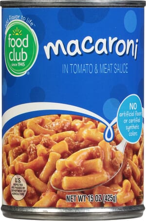 Food Club Macaroni in Tomato & Meat Sauce 15 oz