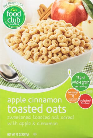 Food Club Toasted Oats Apple Cinnamon Cereal 13 oz