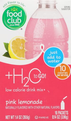 Food Club Low Calorie Pink Lemonade Drink Mix 10 ea