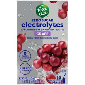 Food Club Zero Sugar Low Calorie Grape Drink Mix with Electrolytes 10 – 0.08 oz Packets