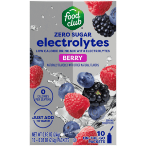 Food Club Zero Sugar Low Calorie Berry Drink Mix with Electrolytes 10 – 0.08 oz Packets