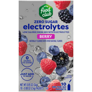 Food Club Zero Sugar Low Calorie Berry Drink Mix With Electrolytes 10 – 0.08 oz Packets