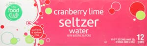 Food Club Cranberry Lime Seltzer Water Can 12 ea