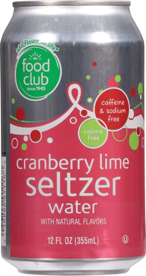 Food Club Cranberry Lime Seltzer Water 12 fl oz