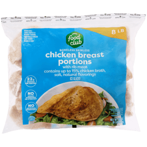 Food Club Boneless Skinless Chicken Breast Portions with Rib Meat 128 oz