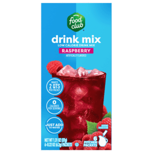 Food Club Low Calorie Raspberry Drink Mix 6 – 0.22 oz Packets
