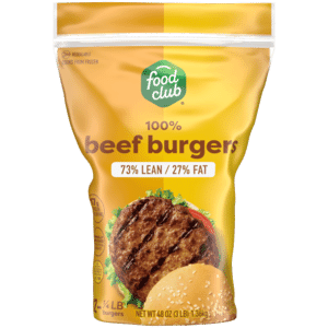 Food Club 73%/27% Beef Burgers 12 – 0.25 lb Each