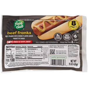 Food Club Beef Franks 8 Each