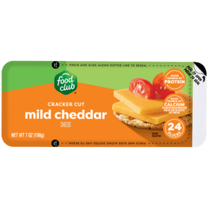 Food Club Cracker Cut Mild Cheddar Cheese Slices 24 Each