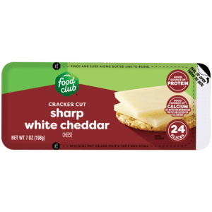 Food Club Cracker Cut Sharp White Cheddar Cheese Slices 24 Each