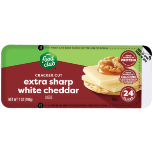 Food Club Cracker Cut Extra Sharp White Cheddar Cheese Slices 24 Each