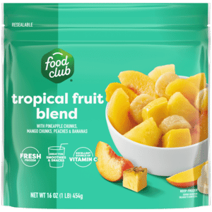 Food Club Tropical Fruit Blend with Pinapple Chunks  Mango Chunks  Peaces & Bananas 16 oz