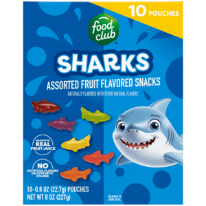 Food Club Sharks Assorted Fruit Flavored Snacks 10 – 0.8 oz Pouches