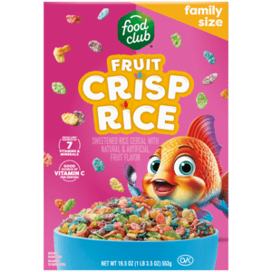 Food Club Fruit Crisp Rice Cereal Family Size 19.5 oz