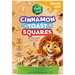 Food Club Cinnamon Toast Squares Family Size 18.8 ozw