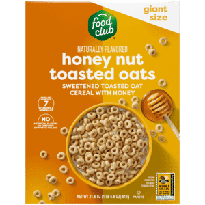 Food Club Honey Nut Toasted Oats Cereal Giant Size 21.6 oz