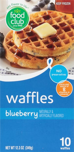 Food Club Blueberry Waffles 10 ea