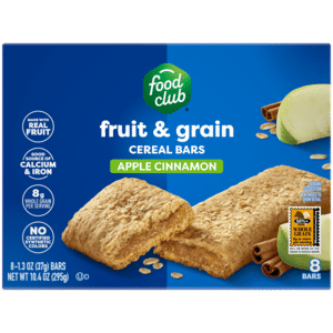 Food Club Fruit & Grain Apple Cinnamon Cereal Bars 8 – 1.3 oz Bars