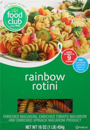 Food Club Rainbow Rotini 16 oz