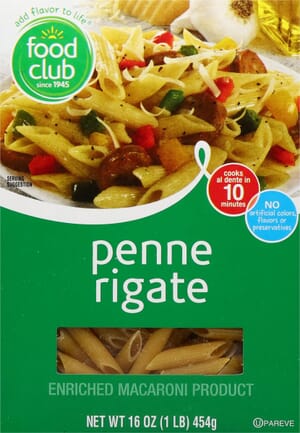 Food Club Penne Rigate 16 oz