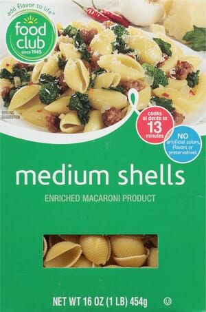 Food Club Medium Shells 16 oz