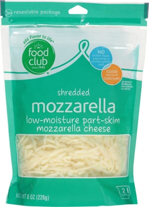 Food Club Part-Skim Low-Moisture Mozzarella Shredded Cheese 8 oz