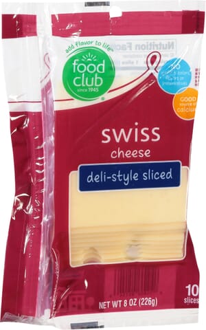 Food Club Deli-Style Swiss Sliced Cheese 10 ea