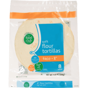 Food Club Soft Taco 8 Inch Flour Tortillas 8 Each