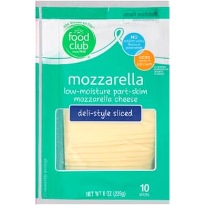 Mozzarella Low-Moisture Part-Skim Deli-Style Sliced Cheese