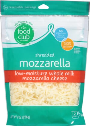 Food Club Mozzarella Shredded Cheese 8 oz