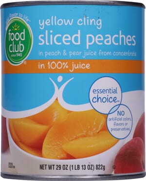 Food Club Essential Choice Yellow Cling Sliced Peaches in 100% Juice 29 oz