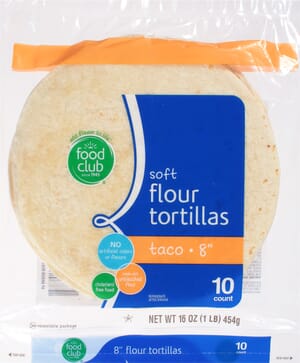 Food Club 8 Inch Taco Soft Flour Tortillas 10 ea