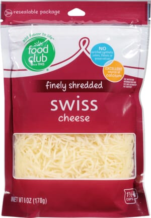 Food Club Swiss Finely Shredded Cheese 6 oz