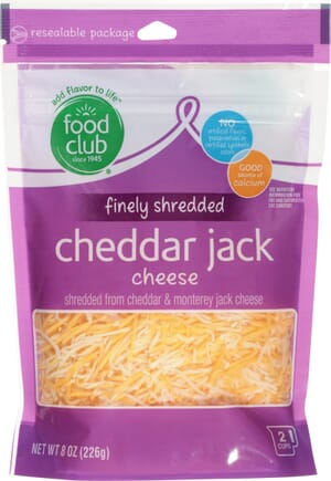 Food Club Cheddar Jack Finely Shredded Cheese 8 oz