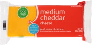 Food Club Medium Cheddar Cheese 8 oz