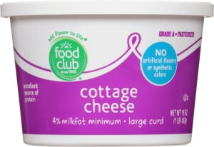 Food Club 4% Milkfat Minimum Large Curd Cottage Cheese 16 oz