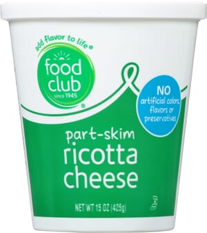 Food Club Part-Skim Ricotta Cheese 15 oz