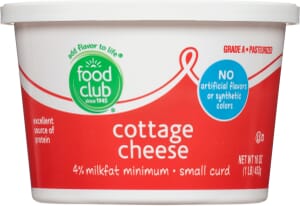 Food Club 4% Milkfat Minimum Small Curd Cottage Cheese 16 oz