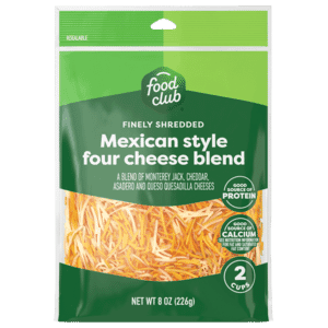Food Club Mexican Style Four Cheese Blend Finely Shredded Cheese 8 oz
