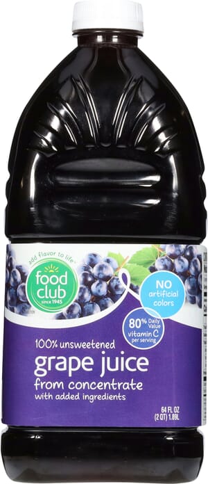 Food Club 100% Unsweetened Grape Juice 64 fl oz