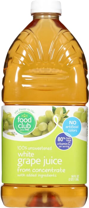 Food Club 100% Unsweetened White Grape Juice 64 fl oz