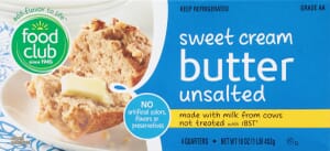 Food Club Sweet Cream Unsalted Butter 4 ea