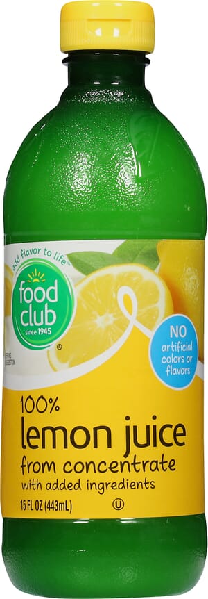 Food Club 100% Lemon Juice from Concentrate 15 fl oz