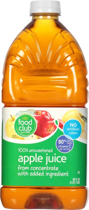 Food Club 100% Unsweetened Apple Juice 64 fl oz