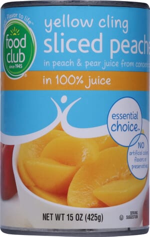 Food Club Essential Choice Yellow Cling Sliced Peaches in 100% Juice 15 oz