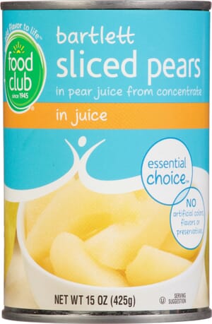 Food Club Essential Choice Bartlett Sliced Pears in Juice 15 oz