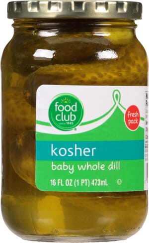 Food Club Kosher Baby Whole Dill Pickles 16 fl oz