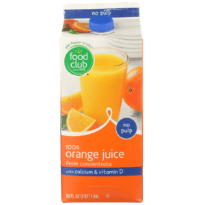 100% Orange No Pulp Juice From Concentrate With Calcium & Vitamin D