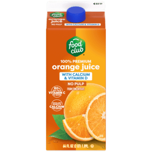 Food Club No Pulp 100% Premium Orange Juice with Calcium & Vitamin D 64 fl oz